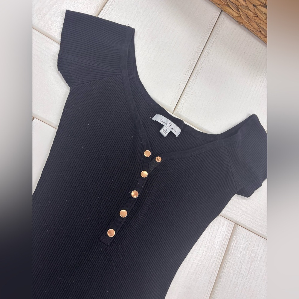 Black Ribbed Bodycon Dress - Picture 2 of 7